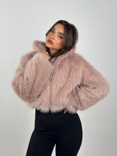 Cropped Zip Fur Jacket - Rose