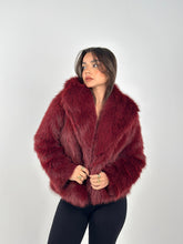 Cropped Fur Coat - Burgundy