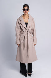 Wool Belted Coat - Beige