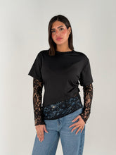 Lace Sleeves Tee - Black