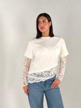 Lace Sleeves Tee - White