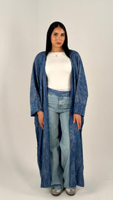 Denim Patches Blingy Kaftan - Blue