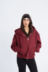 Double Zipper Jacket - Burgundy