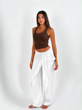 Bow Waist Linen Pants - White