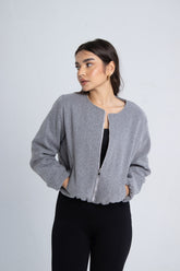 Wool Bomber Jacket - Grey