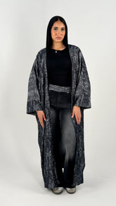 Denim Patches Blingy Kaftan - Black