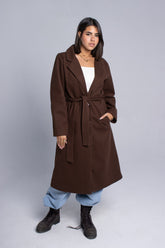Wool Belted Coat - Brown