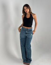 Straight Dark Blue Washed Denim