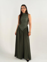 V Lace Dress - Olive
