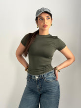 Half Sleeves Basic Top - Olive