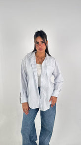 Oversized Lined Shirt - Blue