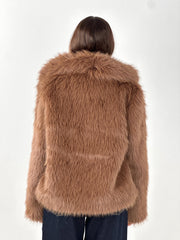 Cropped Fur Coat - Brown