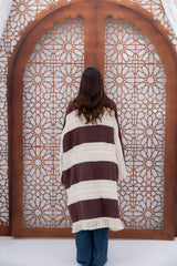 Mesh X Linen Cardigan - Brown