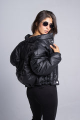 Statement Cropped Puffer Jacket - Black