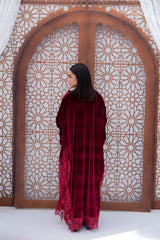 Velvet X Lace Kaftan - Burgundy