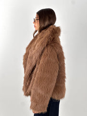 Cropped Fur Coat - Brown