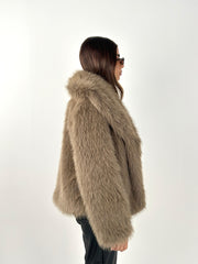 Cropped Fur Coat - Olive