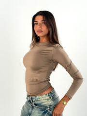 Long Sleeves Basic Top - Beige