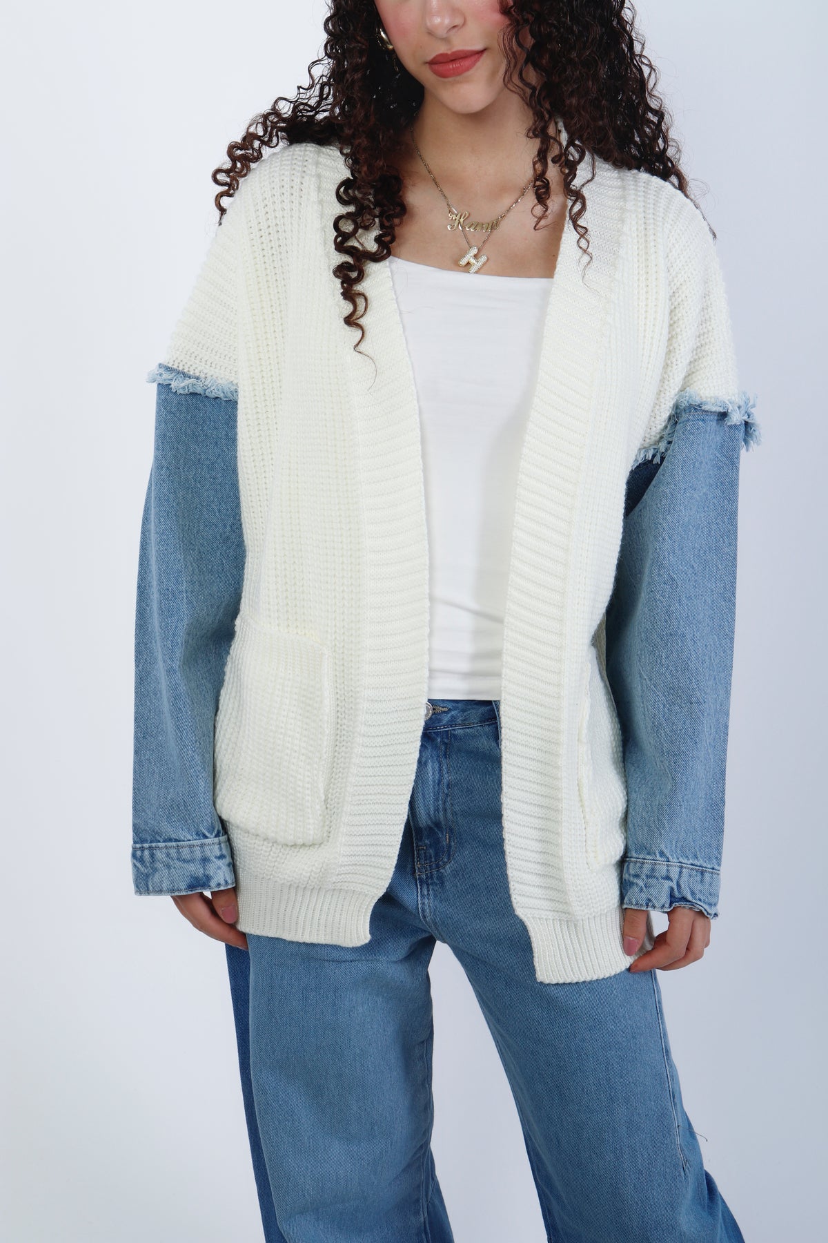 Denim Sleeves Cardigan
