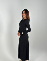 Body Shaped Long Sleeves Dress - Black