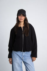 Wool Bomber Jacket - Black