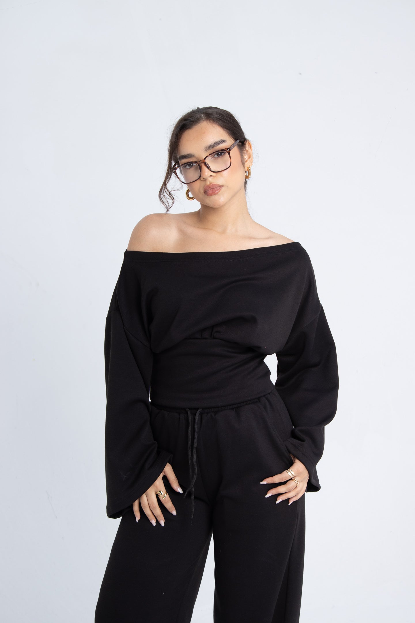 Offshoulder Corset Set - Black