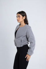 Wool Bomber Jacket - Grey