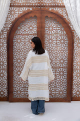 Mesh X Linen Cardigan - White
