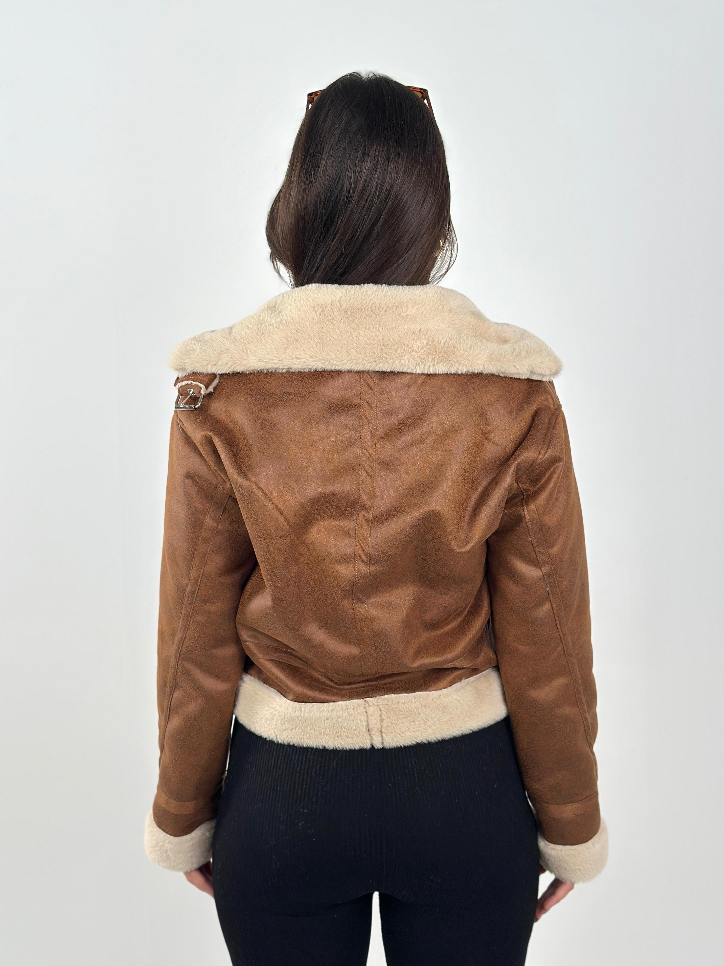 Velvet X Fur Jacket - Brown