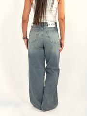 Wide-leg Dirty Denim