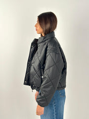 Diamond Puffer Jacket - Black