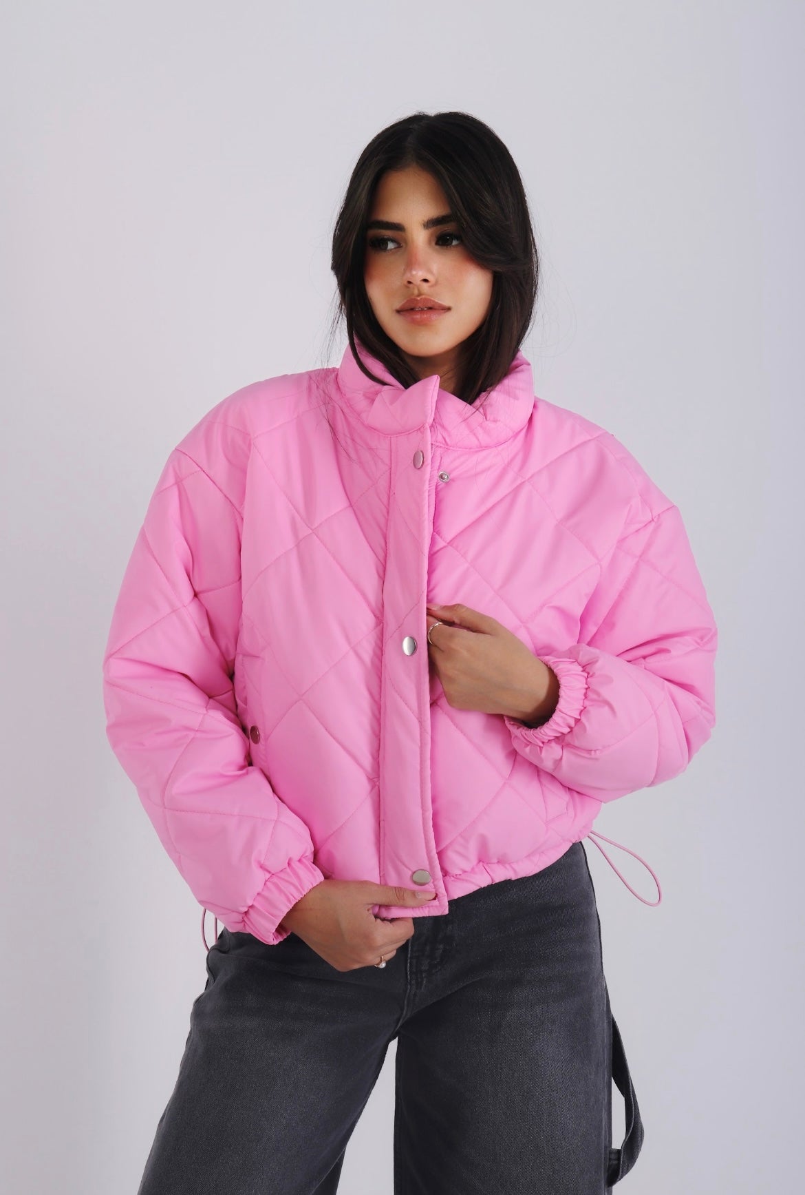 Diamond Puffer Jacket - Pink