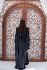 Sparkling Hooded Kaftan - Black