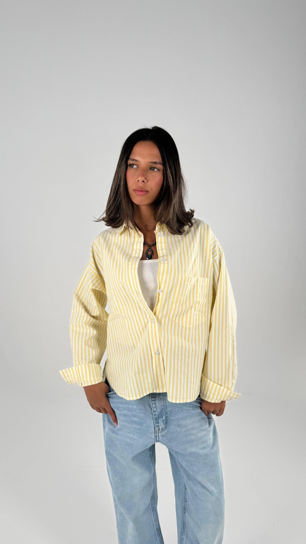 Oversized Lined Shirt - Yellow