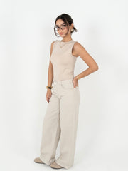 Straight Fit Bottoms - Beige