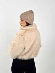 Cropped Fur Jacket - Beige