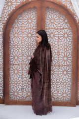 Velvet X Lace Kaftan - Brown