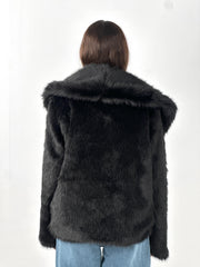 Cropped Fur Coat - Black