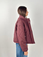 Diamond Puffer Jacket - Burgundy