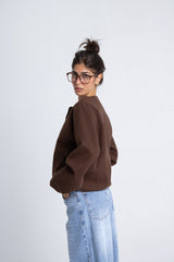 Wool Bomber Jacket - Brown
