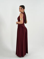 V Lace Dress - Burgundy