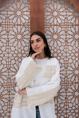 Mesh X Linen Cardigan - White