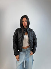 Diamond Puffer Jacket - Black
