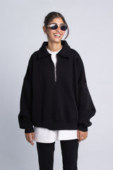 Zip-Up Sweater - Black