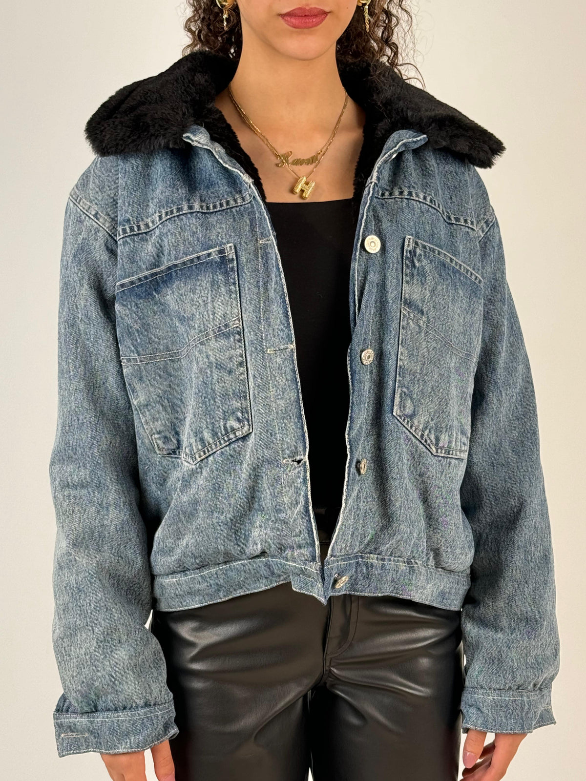 Fur x denim Jacket