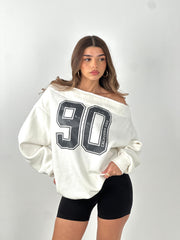 90 OffShoulder Sweatshirt - White