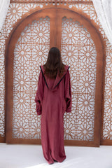 Sparkling Hooded Kaftan - Burgundy