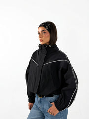 Striped Nylon Jacket - Black