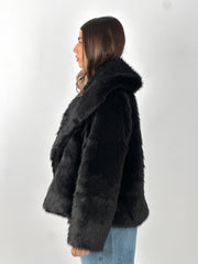 Cropped Fur Coat - Black