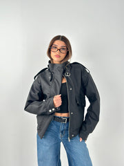 Leather Pockets Jacket - Black